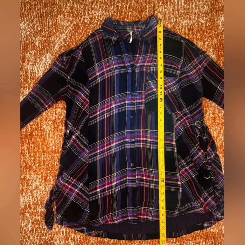 Free People Multicolor Plaid Oversized Shirt Mini Dress